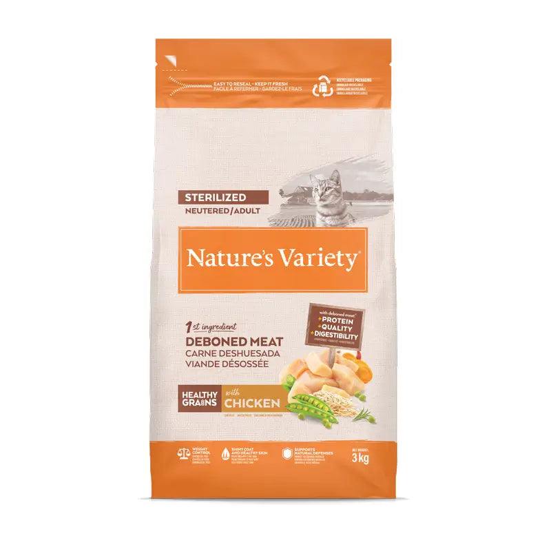Nature'S Variety Τροφή Healthy Grain για στειρωμένες γάτες, με κοτόπουλο, φυσική, 3 kg