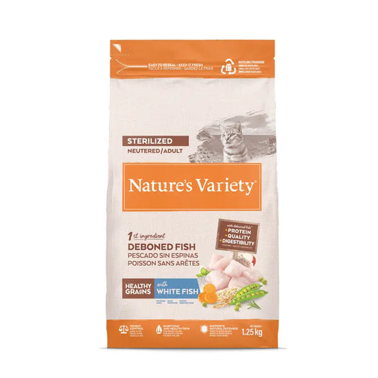 Nature'S Variety Τροφή για γάτες, με λευκό ψάρι, φυσική, 1,25 kg