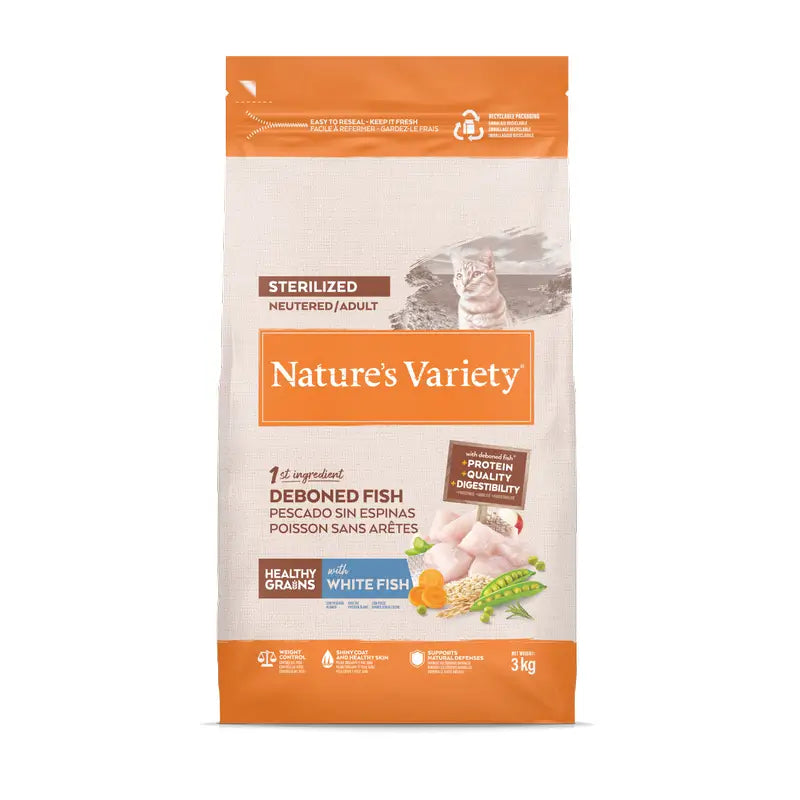 Nature'S Variety Τροφή για γάτες, με λευκό ψάρι, φυσική, 3 kg