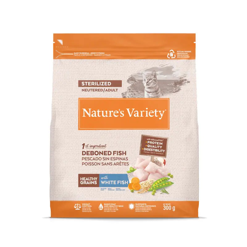 Nature'S Variety Τροφή για γάτες, με λευκό ψάρι, φυσική, 300 γρ.