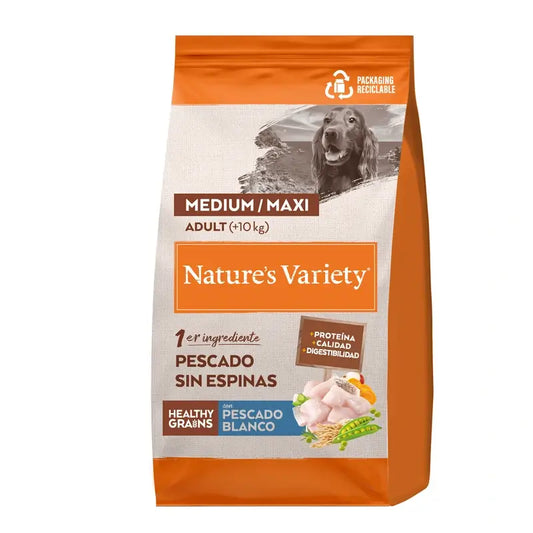 Nature's Variety για σκύλους μεσαίου μεγέθους, λευκό ψάρι με δημητριακά, 12 kg