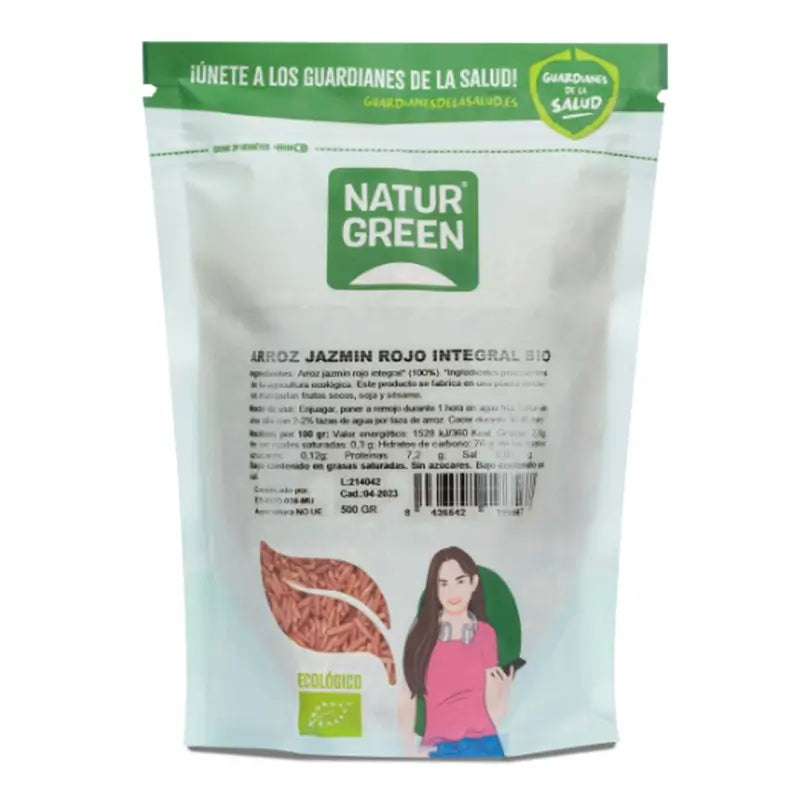 Naturgreen Βιολογικό Κόκκινο Ολικής Άλεσης Ρύζι Τζασμίν, 500 g