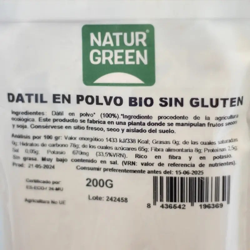 Naturgreen Βιολογικό Αλεύρι Χουρμάδας, 200 g