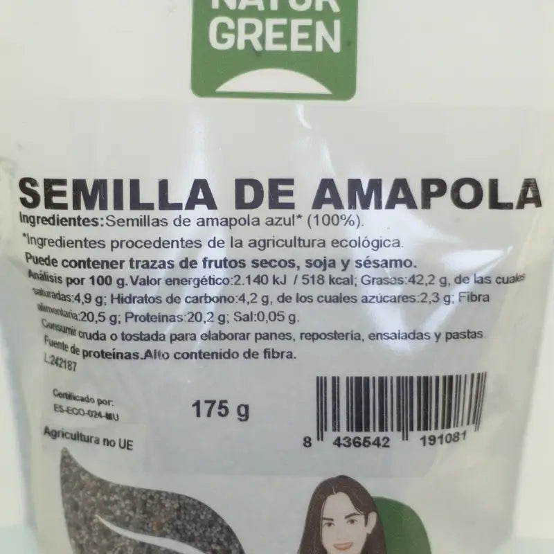 Naturgreen Βιολογικοί σπόροι παπαρούνας, 175 g