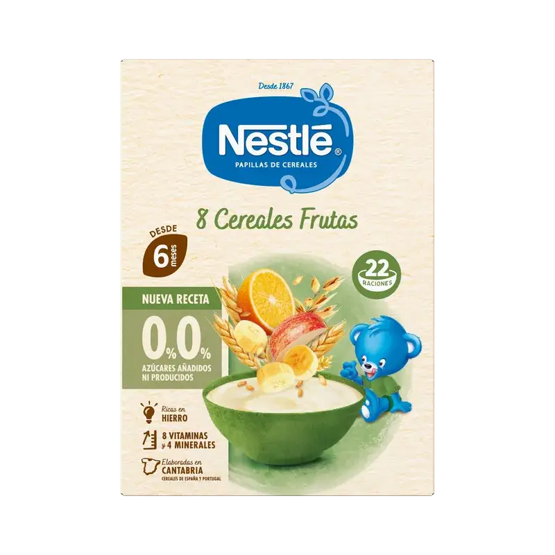 Nestlé Παιδική τροφή με 8 δημητριακά, 0% φρούτα, 330 γρ.