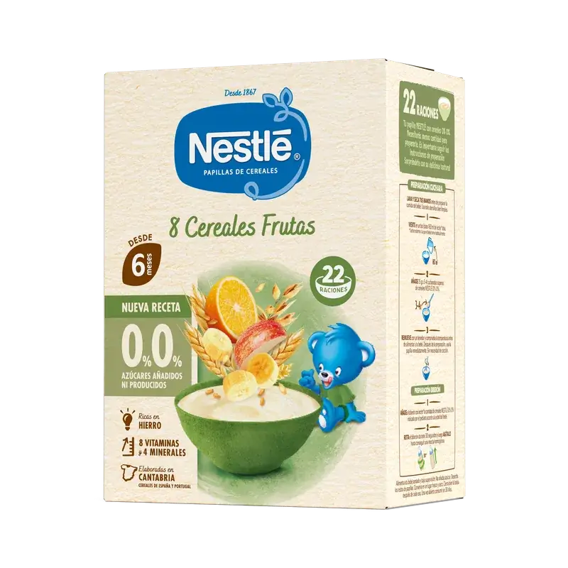 Nestlé Παιδική τροφή με 8 δημητριακά, 0% φρούτα, 330 γρ.