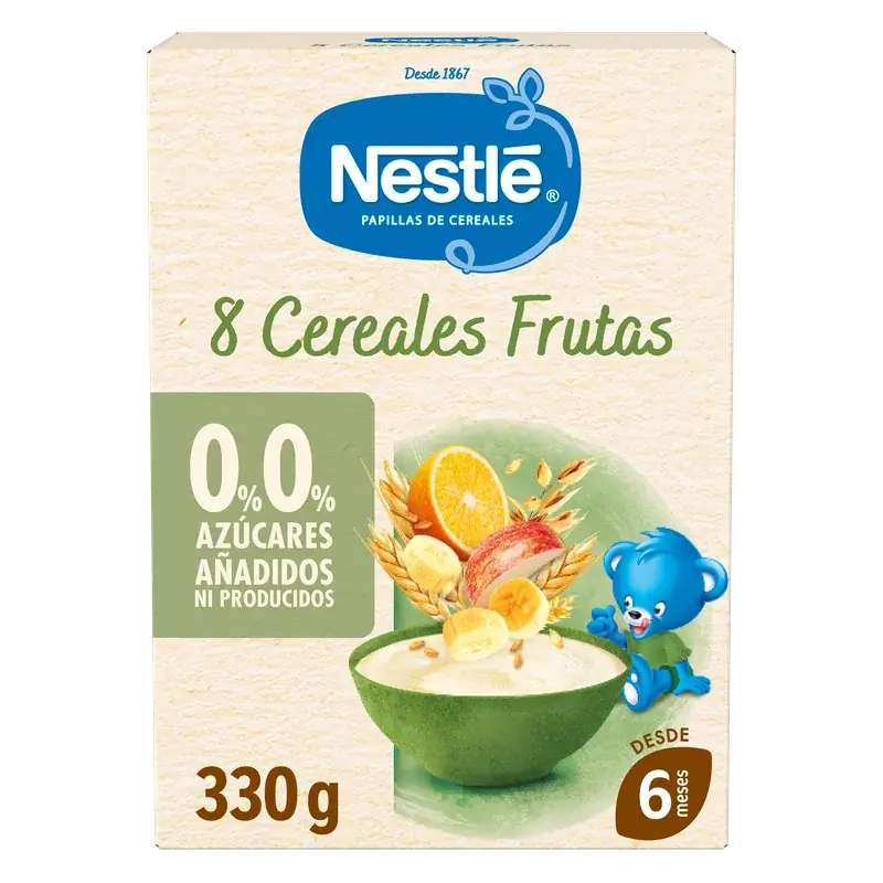 Nestlé Παιδική τροφή με 8 δημητριακά, 0% φρούτα, 330 γρ.