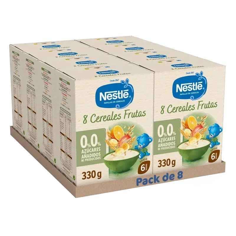 Nestlé Παιδική τροφή με 8 δημητριακά, 0% φρούτα, 330 γρ.