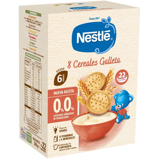 Nestlé Παιδική τροφή με 8 δημητριακά, χωρίς μπισκότο, 330 γρ.