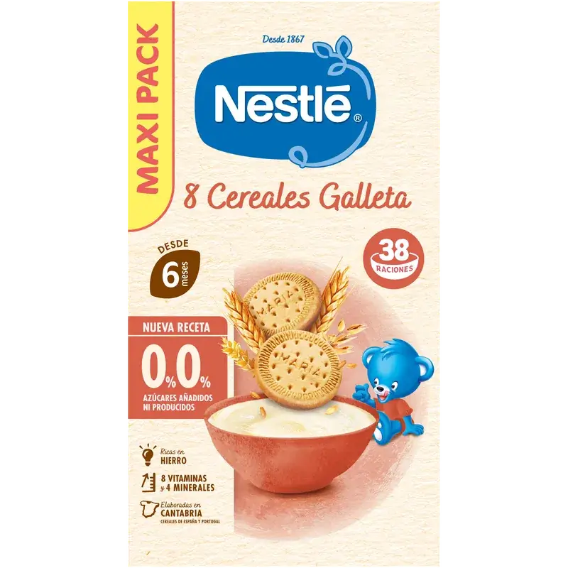 Nestlé Παιδική τροφή με 8 δημητριακά, χωρίς μπισκότο, 570 γρ.