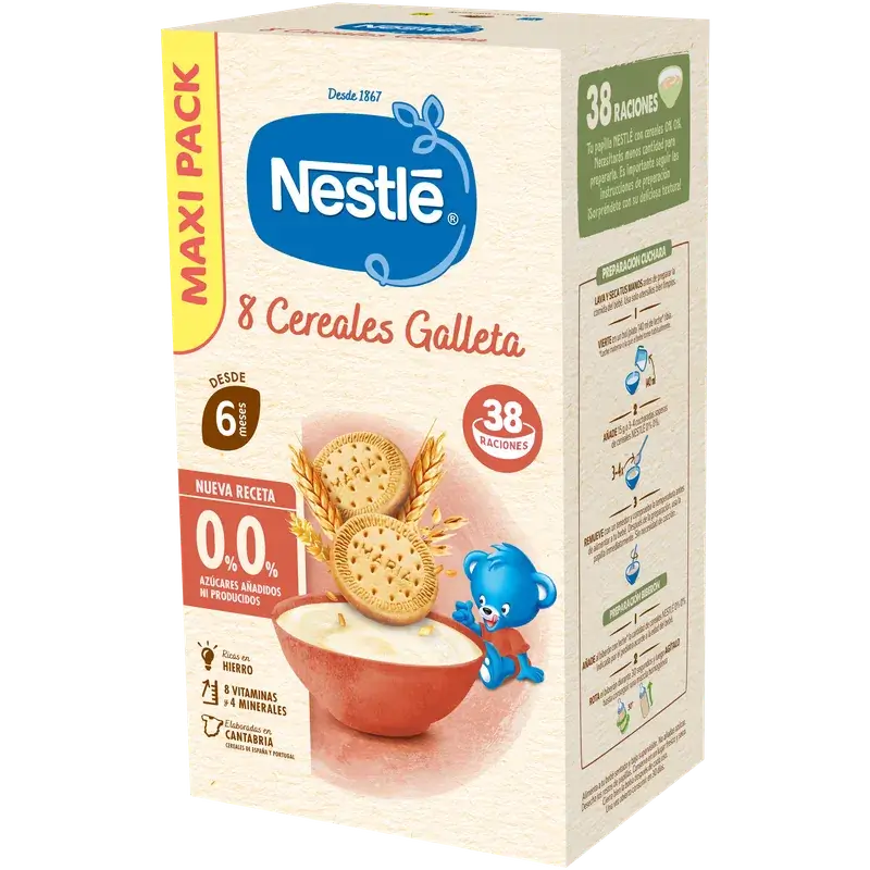 Nestlé Παιδική τροφή με 8 δημητριακά, χωρίς μπισκότο, 570 γρ.