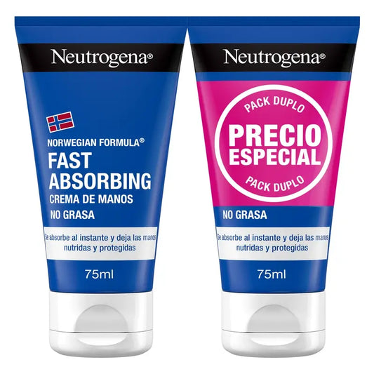 Neutrogena Κρέμα Χεριών για Επανόρθωση με Γρήγορη Απορρόφηση, Συσκευασία 2 Χ 75 ml 