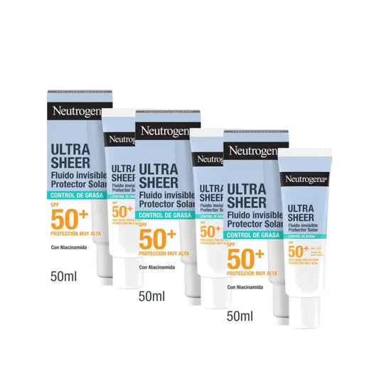 Neutrogena Ultra Sheer Αόρατο Υγρό με Έλεγχο Λιπαρότητας SPF 50+, Συσκευασία 3 x 50 ml