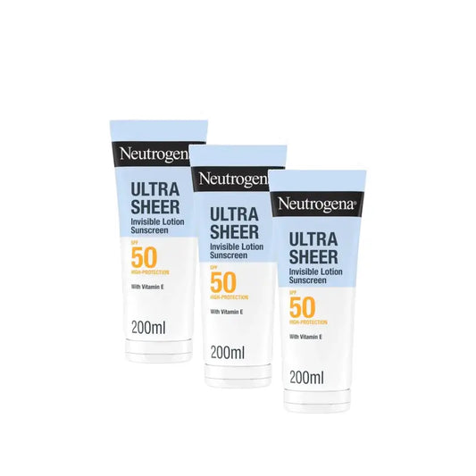 Neutrogena Ultra Sheer Αόρατη Ενυδατική Λοσιόν SPF 50, Συσκευασία 3 x 200 ml