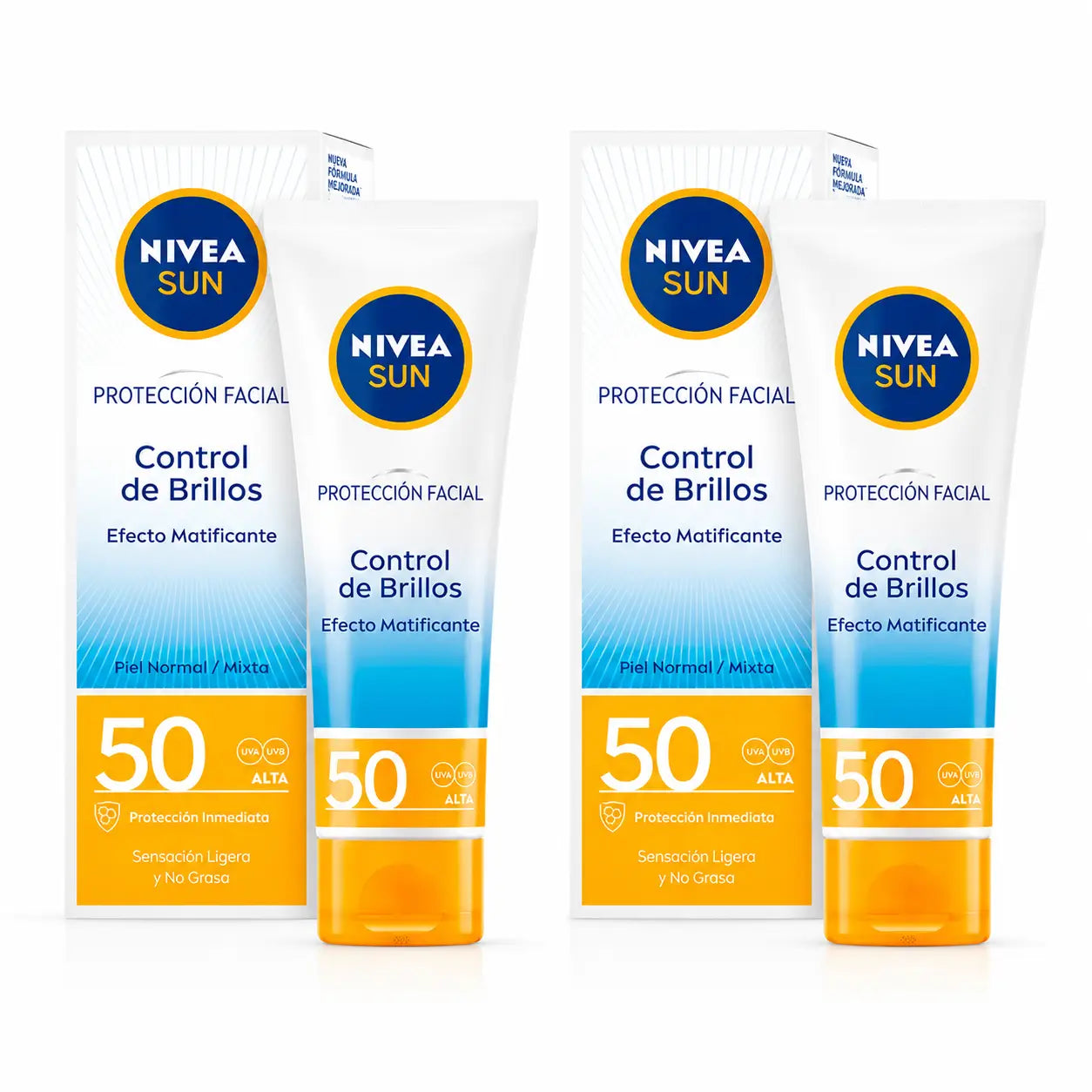 NIVEA Sun SPF50 Αντηλιακή Κρέμα Προσώπου με Έλεγχο Λαμψής, 50 ml, συσκευασία 2 τεμαχίων