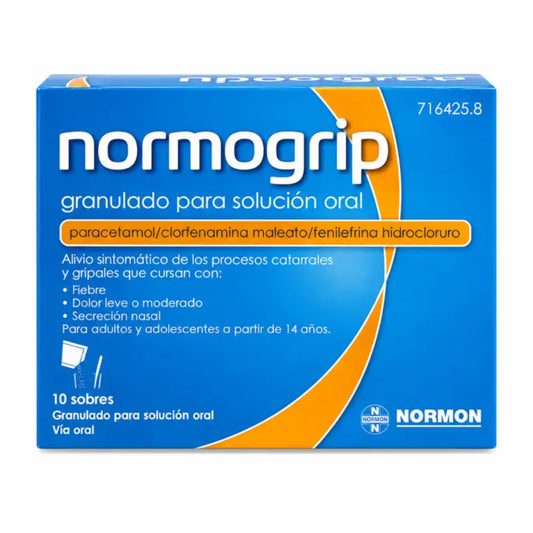 Normogrip σε κόκκους για πόσιμο διάλυμα, 10 φακελάκια