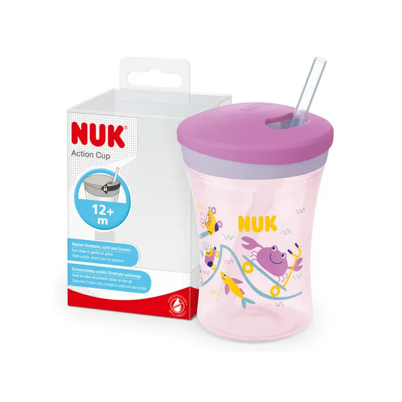 Nuk Action Cup Ποτήρι εκμάθησης +12 μηνών με σχέδιο καβούρι (μοβ), 230 ml