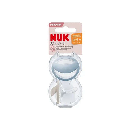 Nuk Πιπίλα Mommy Feel 0-9 μηνών Μπλε-Γκρι, 2 τεμάχια