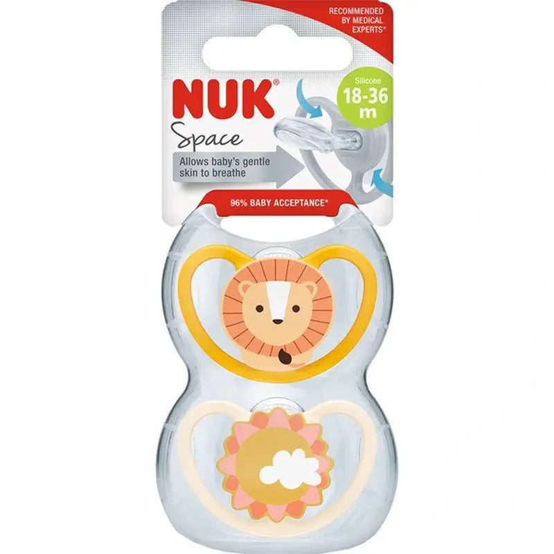 Nuk Πιπίλα Space Leon/Sol T3 18-36M από σιλικόνη, 2 τεμάχια