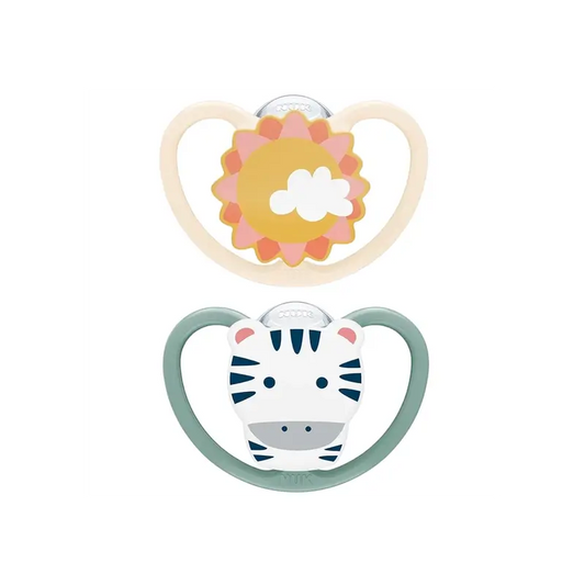 Nuk Πιπίλα Space Zebra/Sol T2 6-18M από σιλικόνη, 2 τεμάχια
