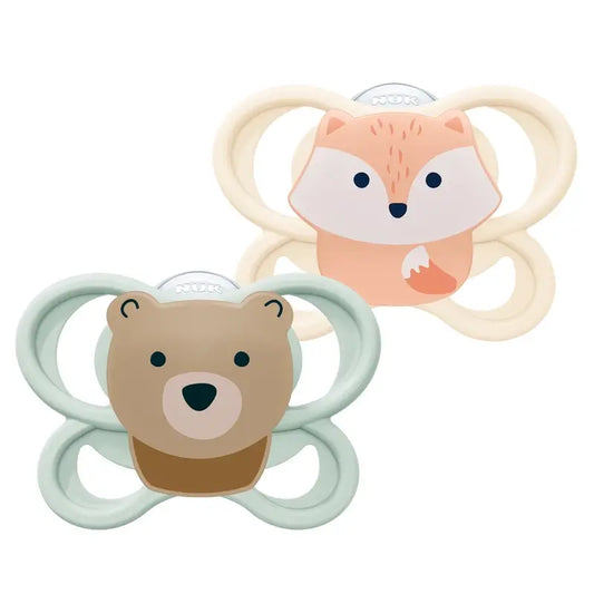 NUK Perfect Match Air Πιπίλα από σιλικόνη T0 0-2 μ. Αλεπού/Αρκούδα, 2 τεμ.