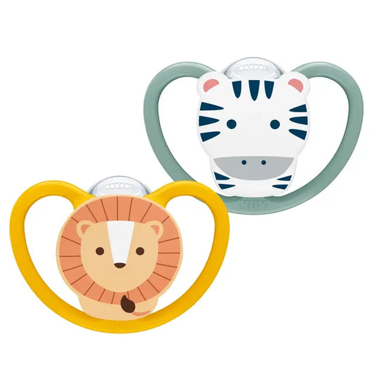 NUK Perfect Match Air Πιπίλα από σιλικόνη T2 6-18 μηνών Ζέβρα/Λιοντάρι, 2 τεμ.