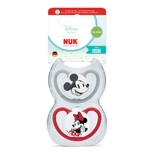 NUK Perfect Match Air Πιπίλα από σιλικόνη T3 18-36 μηνών Μίκυ Μάους Κόκκινο/Γκρι, 2 τεμ.