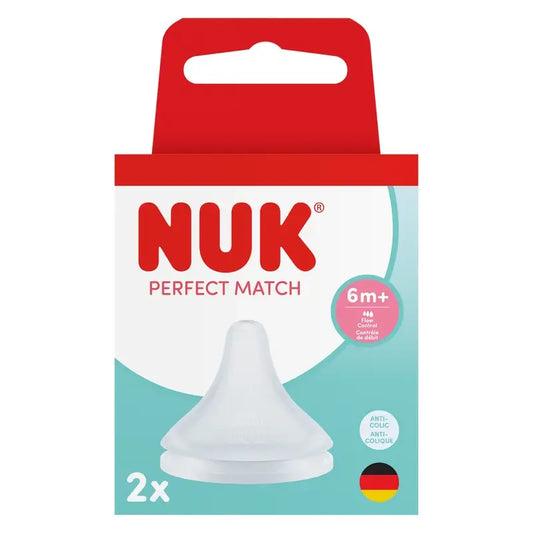 NUK Perfect Match Θηλή από σιλικόνη με ρύθμιση ροής για παιδιά άνω των 6 μηνών, 2 τεμ.