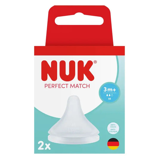 NUK Perfect Match Θηλή από σιλικόνη, ροή M, 3 μηνών και άνω, 2 τεμάχια