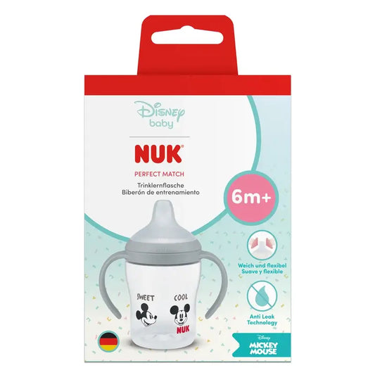 NUK Perfect Match Μπιμπερό Εκμάθησης 150 ml 6m+ Μίκυ Μάους Γκρι