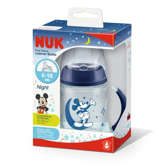Nuk Κύπελλο εκμάθησης First Choice+ από σιλικόνη με Μίκυ Μάους, για νύχτα, 6-18 μηνών, 150 ml