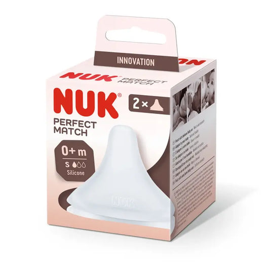 Nuk Θηλή Perfect Match από σιλικόνη, ροή S, 0M+, 2 τεμάχια