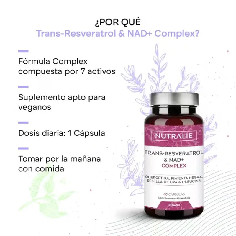 Nutralie Trans Resveratrol και Nad+ Complex με κουερσετίνη + πιπερίνη, 60 κάψουλες