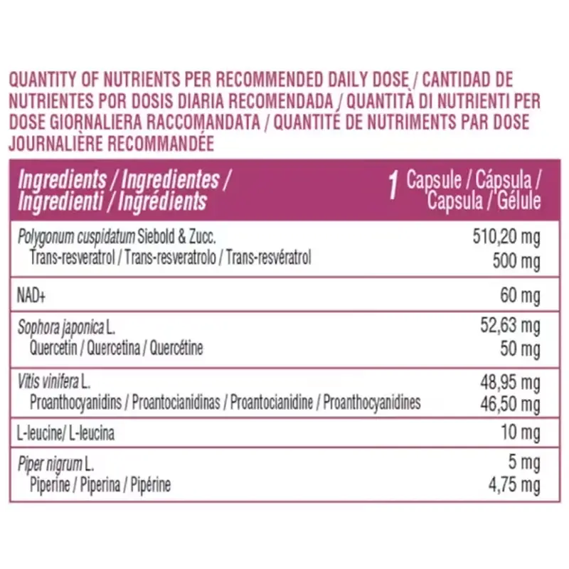Nutralie Trans Resveratrol και Nad+ Complex με κουερσετίνη + πιπερίνη, 60 κάψουλες