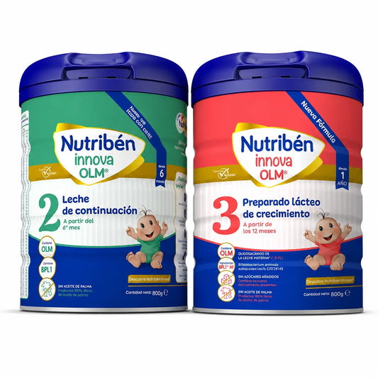 Nutriben Innova 2 Γάλα Συνέχισης, 800 γρ. + Nutriben Innova 3 Γάλα Ανάπτυξης, 800 γρ., συσκευασία 2 τεμαχίων