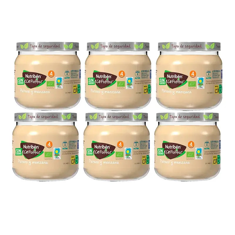 Nutriben Πουρέ Μπανάνας και Μήλου για Βρέφη, 6 x 120 γρ.