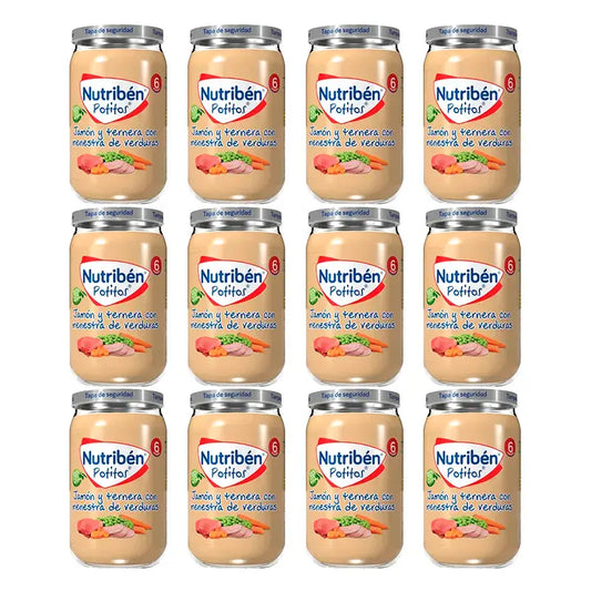 Nutriben Potito με ζαμπόν και μοσχάρι με λαχανικά, 12 x 235 γρ.