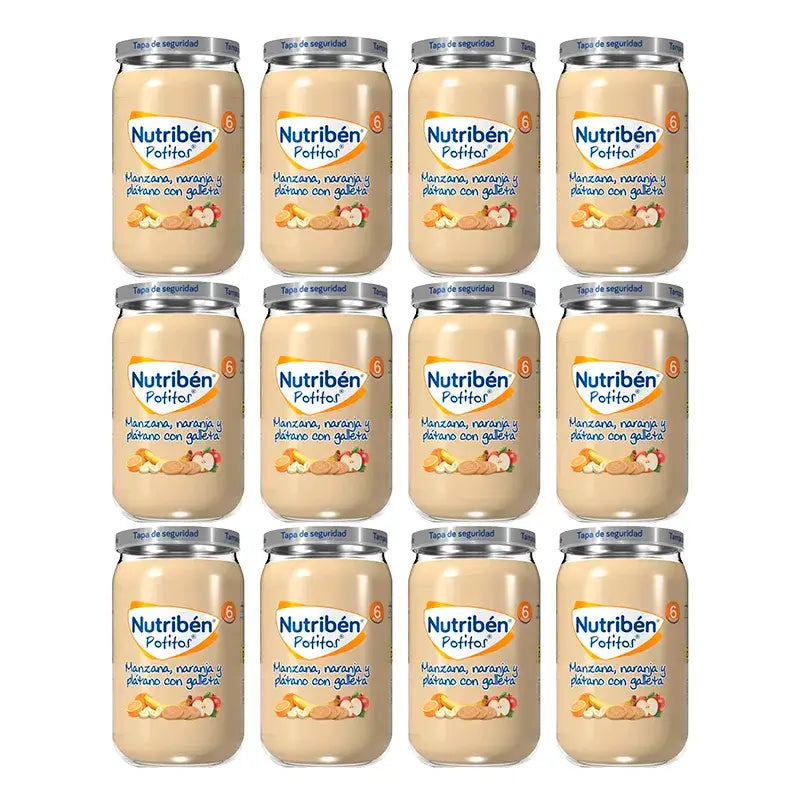 Nutriben Πουρέ Μήλου, Πορτοκαλιού και Μπανάνας με Μπισκότο, 12 x 235 γρ.