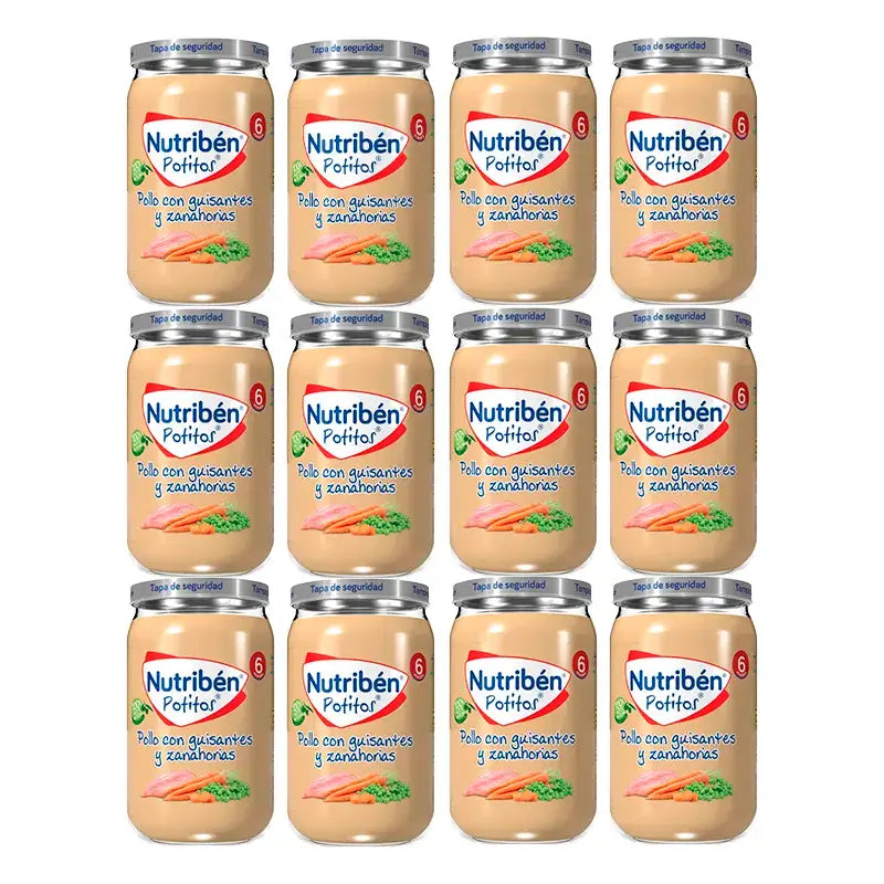 Nutriben Ποτίτο με κοτόπουλο, μπιζέλια και καρότο, 12 x 235 γρ.