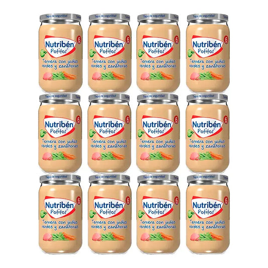 Nutriben Πουρέ Μοσχαρίσιο με Πράσινα Φασόλια και Καρότο, 12 x 235 γρ.