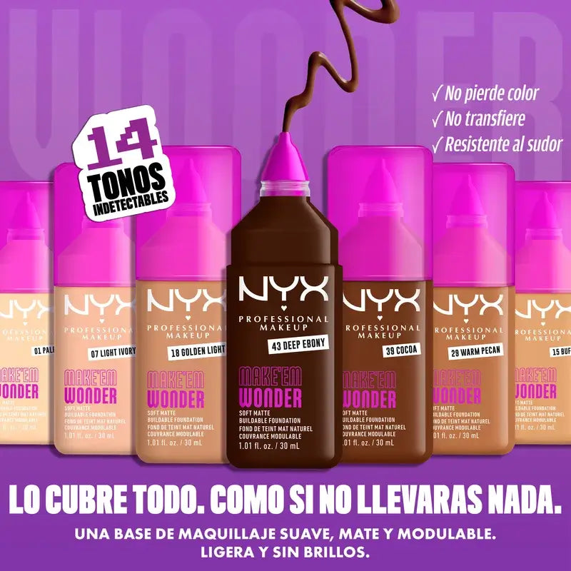 Nyx Cosmetics Make Em Wonder Φυσικό Φον Ντε Τεν, 30 ml