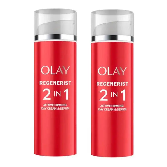 Olay Regenerist 2 σε 1 Ενεργή Συσφικτική Κρέμα Ημέρας & Ορός, συσκευασία 2 x 50 ml