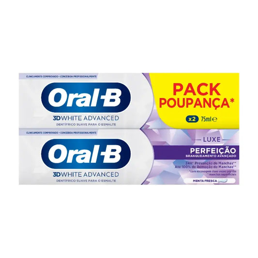 Oral-B 3D White Advanced Perfection Οδοντόκρεμα, 2x75 ml