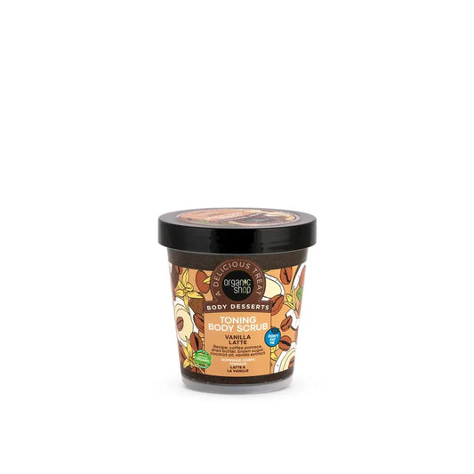 Organic Shop Απολεπιστικό Σώματος με Τονωτική Δράση, Latte Βανίλιας, 450 ml 