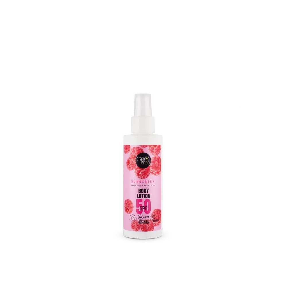 Organic Shop Λοσιόν Σώματος με Αντηλιακή Προστασία, Βατόμουρο + Αντιοξειδωτικά, SPF 50, 150 ml 