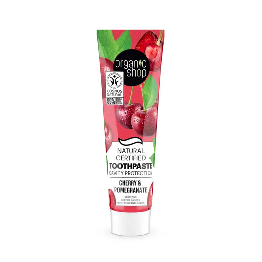 Organic Shop Os Cereza Y Granada. Πιστοποιημένη φυσική οδοντόκρεμα με προστασία κατά της τερηδόνας, 100 g
 
