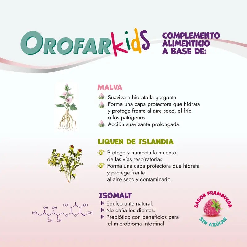 Orofar Kids Γλειφιτζούρια για τον πονόλαιμο, γεύση βατόμουρου, χωρίς ζάχαρη, 8 γλειφιτζούρια