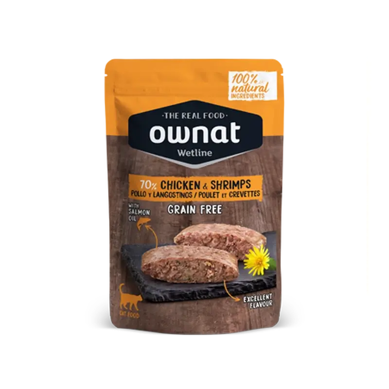 Ownat Wetline Feline Κοτόπουλο και γαρίδες 12X85Gr 