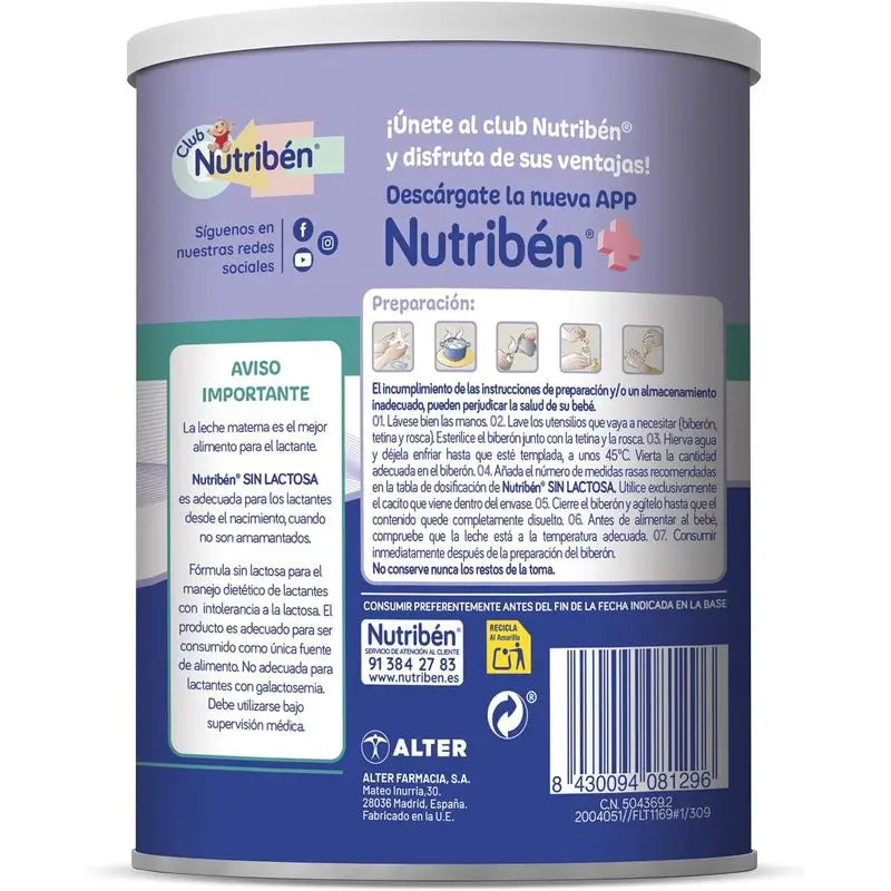 Nutribén Χωρίς Λακτόζη Γάλα για Νεογέννητα, 2 × 400 γρ.