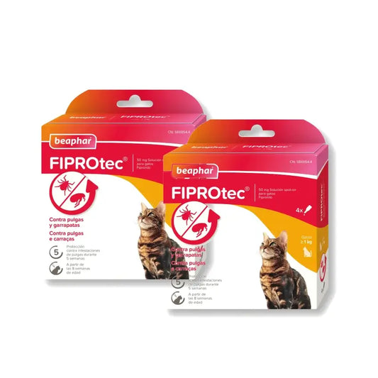 Beaphar Fiprotec Spot On για γάτες, 4 σταγόνες × 0,5 ml, συσκευασία 2 τεμαχίων